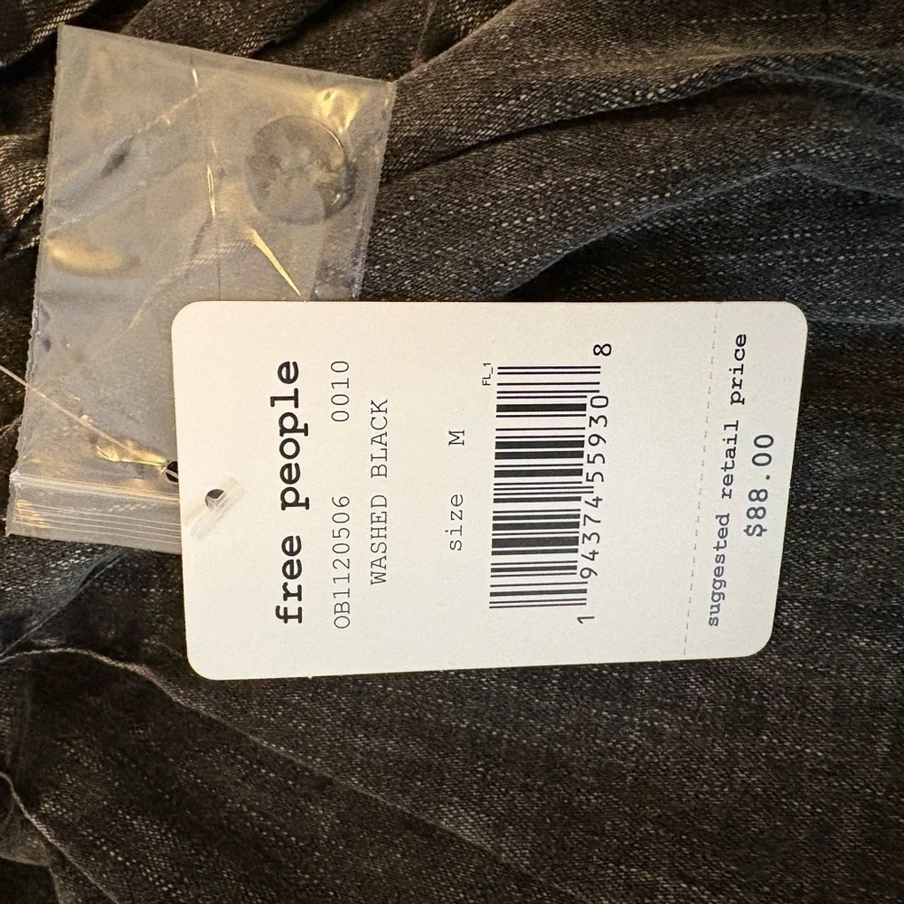 Free People Black Washed Denim Pinafore Tank Top - Picture 6 of 6